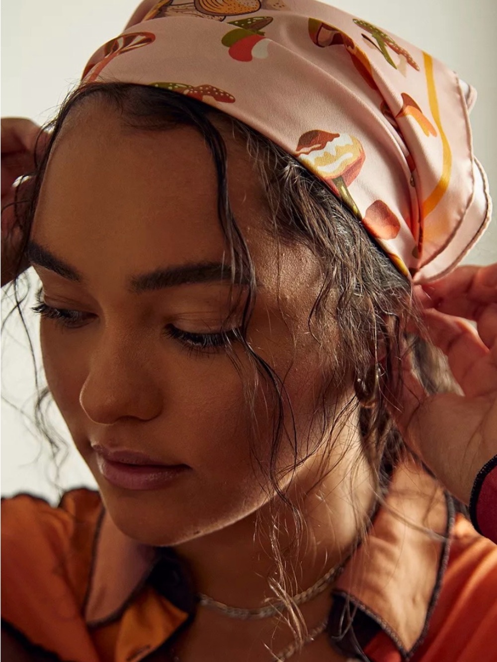 Urban Outfitters Trippy Mushroom Print Headscarf 18”square